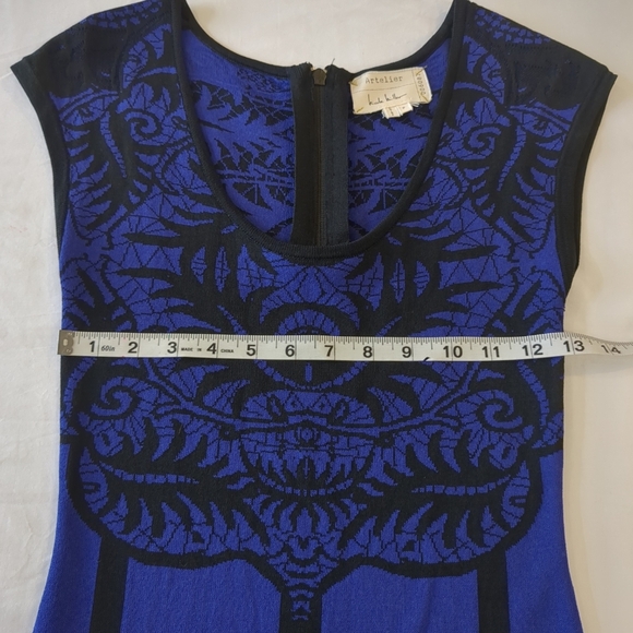 Nicole Miller Artelier graphic above knee dress ,blueish purple/ black, size P - Picture 8 of 10